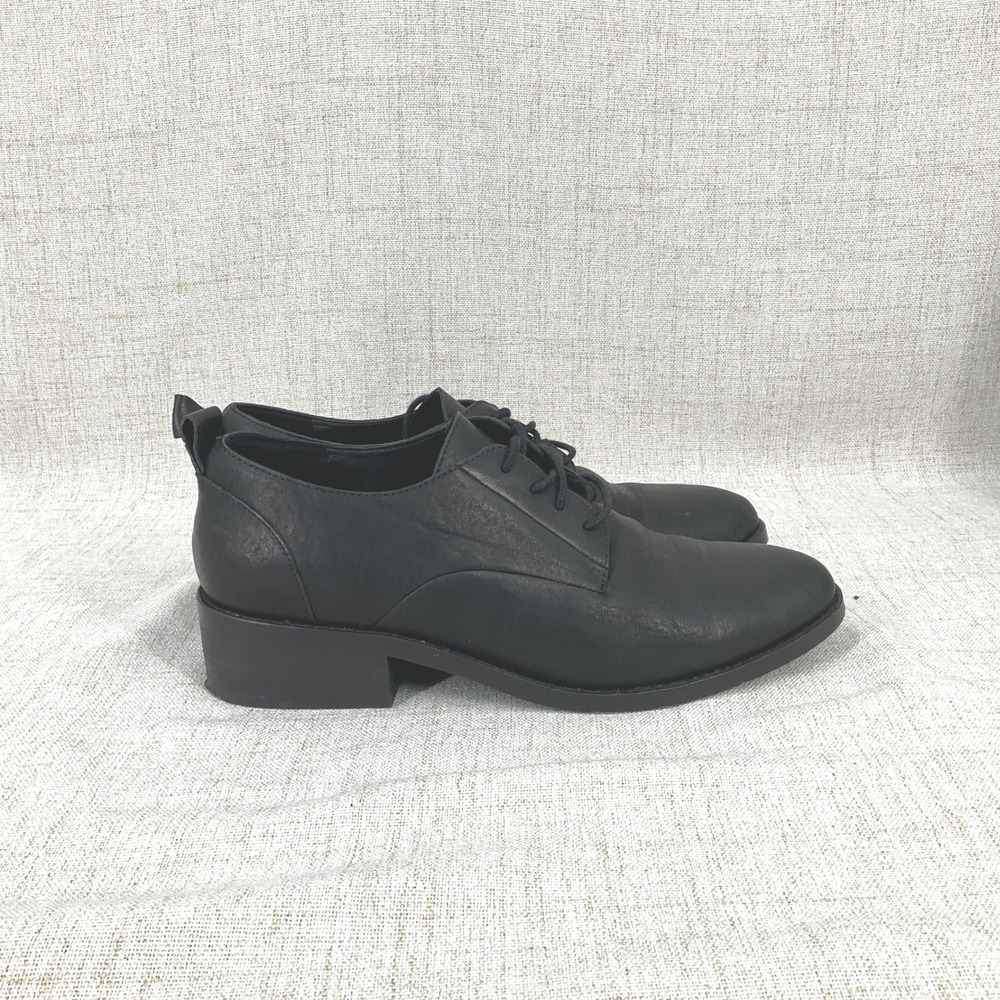 Eileen Fisher Oxford Shoes Women 9.5 Black Leather Lace‎ Up Classic Minimalist